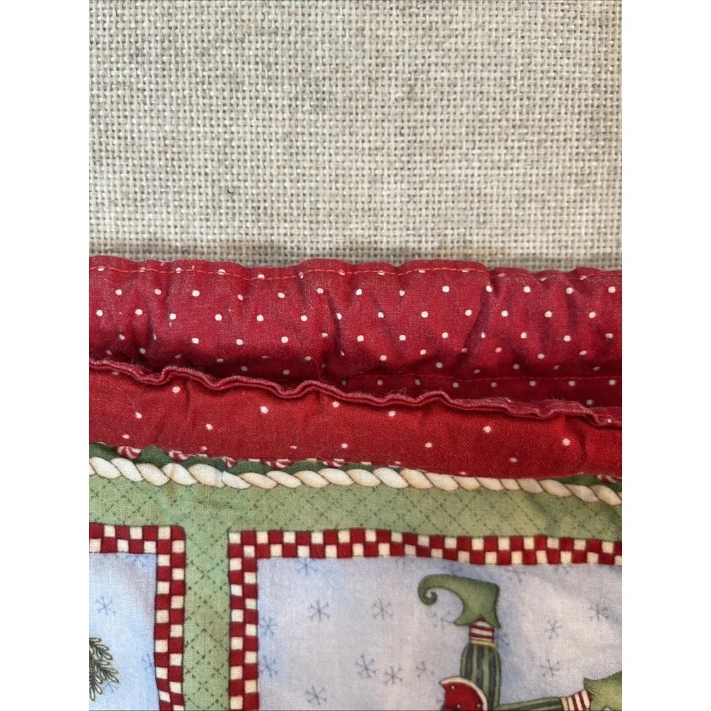 VTG Christmas Gift Bag 42x26 Reversible Cotton Drawstring Santa Holiday Decor